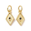 Rack Plating Brass Micro Pave Black Cubic Zirconia Charms ZIRC-C042-13G-4