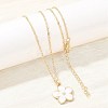 Alloy Enamel White Flower Pendant with Iron Chain Necklaces for Women NJEW-A066-04G-1