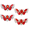 4Pcs 2 Colors Wing Alloy with Glass Rhinestone and Iron Shoe Buckle Clips FIND-PH0027-96B-6