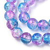 Two-Tone Crackle Baking Paint Transparent Glass Beads Strands X-CCG-T004-8mm-03-2