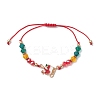 Christmas Glass Braided Bead Bracelets BJEW-JB10892-01-1