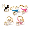 Rhombus Brass Micro Pave Clear Cubic Zirconia Adjustable Rings RJEW-U009-13G-1