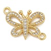 Rack Plating Brass Micro Pave Clear Cubic Zirconia Butterfly Connector Charms KK-A234-077G-1