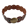 Western Retro PU Leather & Resin Imitation Gemstone Disc Chain Belts with Alloy Buckles AJEW-WH20064-21-6