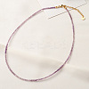 Natural Amethyst Faceted Round Beaded Necklaces GJ4349-1-1