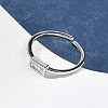 Rectangle Brass with Glass Cuff Rings for Women RJEW-Z111-05P-07-3