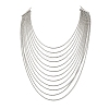 304 Stainless Steel Ball Chain Multi Layered Necklaces for Women NJEW-G194-02P-4
