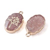 Natural Strawberry Quartz Oval Pendants G-C102-07G-04-2
