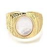 Rack Plating Brass Shell Open Cuff Rings for Women RJEW-M022-08G-2