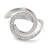 Rack Plating Brass Micro Pave Cubic Zirconia Open Cuff Rings for Women RJEW-Z059-31P-2