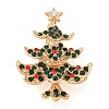 Christmas Tree Theme Zinc Alloy with Rhinestone Brooches JEWB-B018-02G-03-1