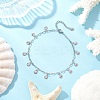 304 Stainless Steel Shell Shape Tassle Paperclip Chain Anklets AJEW-AN00752-2