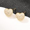 Brass Micro Pave Clear Cubic Zirconia Stud Earrings EJEW-G471-31G-03-3