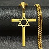 304 Stainless Steel Cross with Star of David Pendant Necklaces FS-WG66E8B-02-1