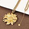 304 Stainless Steel Sunflower Pendant Wheat Chain Necklaces NJEW-P344-02G-2