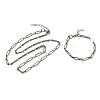 304 Stainless Steel Paperclip Chains Bracelet & Necklace Jewelry Sets SJEW-L199-21P-4