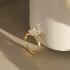 925 Sterling Silver Micro Pave Clear Cubic Zirconia Adjustable Finger Rings RJEW-G358-05G-1