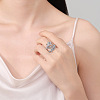 Brass Micro Pave Clear Cubic Zirconia Open Cuff Rings for Women RJEW-S402-06P-3