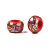 Flower Printed Opaque Acrylic Rondelle Beads SACR-S305-27-H03-3