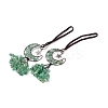 Natural Green Aventurine Moon with Chips Tassel Pendant Decorations G-L524-07R-B06-1