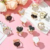 12Pcs 6 Styles Heart Golden Alloy Enamel Scarf Buckle Ring AJEW-CJ0001-34-5