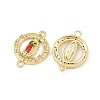 Brass Micro Pave Clear Cubic Zirconia Virgin Mary Connector Charms KK-L251-20G-02-2