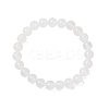 Natural Selenite Round Beads Stretch Bracelets for Men Women BJEW-JB12236-2