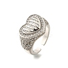 Brass Micro Pave Clear Cubic Zirconia Cuff Rings for Women RJEW-G347-01P-4