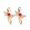 Rack Plating Brass Micro Pave Clear Cubic Zirconia Pendants KK-T060-66C-RS-2