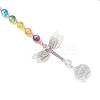 Chakra Glass Beads & Brass Dragonfly Hanging Suncatchers HJEW-JM04684-4
