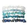 5Pcs 5 Styles Natural Quartz Crystal & Lapis Lazuli & Apatite & Aquamarine & Howlite Chip Beaded Stretch Bracelet Sets BJEW-JB10839-1