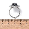 Oval Natural Snowflake Obsidian Finger Rings RJEW-M063-01P-17-5