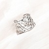 304 Stainless Steel Hollow Out Triangle Cuff Rings RJEW-G370-01P-3