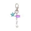 7Pcs Starfish Synthetic Turquoise & Glass Fish Beads Pendant Decorations HJEW-JM04134-4