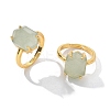 Hexagon Natural Green Aventurine Finger Rings RJEW-B113-02G-07-2