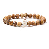 Natural Picasso Jasper & Synthetic Turquoise Beads Stretch Bracelets for Men Women QO0012-11-1