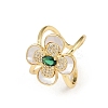 Brass Micro Pave Cubic Zirconia Cuff Rings for Women RJEW-F186-03G-2
