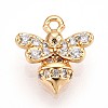 Brass Micro Pave Clear Cubic Zirconia Pendants KK-T075-19G-02-1