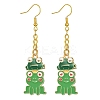 Alloy Enamel Frog Dangle Earrings with Iron Earring Pins for Women EJEW-JE05421-04-1