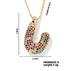 Brass Pave Colorful Cubic Zirconia Letter Pendant Box Chain Necklaces NU0575-21-1