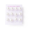 6 Pair Shell Pearl Round Ball Stud Earrings EJEW-A067-18B-G-2