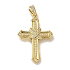 Cross Rack Plating Brass Micro Pave Clear Cubic Zirconia Pendant KK-U019-17G-01-1