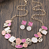 Flat Round & Oval & Square Zinc Alloy Enamel Pendant Necklaces & Stud Earrings Sets WG42338-07-1