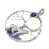 Natural Amethyst and White Shell Copper Wire Wrapped Big Pendants G-K404-01P-2