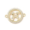 Brass Pave Clear Cubic Zirconia Friendship Connector Charms KK-L253-06G-1