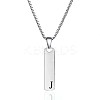 304 Stainless Steel Rectangle with Letter Pendant Box Chain Necklaces FS-WGD7C78-10-1
