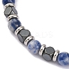 Natural Sodalite & Synthetic Hematite Round Beaded Bracelet BJEW-P339-02P-05-2