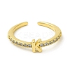 Clear Cubic Zirconia Initial Letter Open Cuff Ring RJEW-H120-09G-K-2