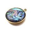 304 Stainless Steel Pave Natural Paua Shell Pendants STAS-Z125-01G-G-2