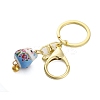 Fortune Cat Porcelain Pendant Keychain KEYC-G064-02C-2